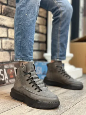 BA0321 Hidden Lace Men's High Sole Smoked Sports Boots