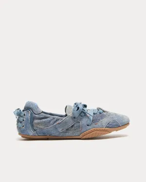 Ballerina Lace-Up Blue Slip On Shoes
