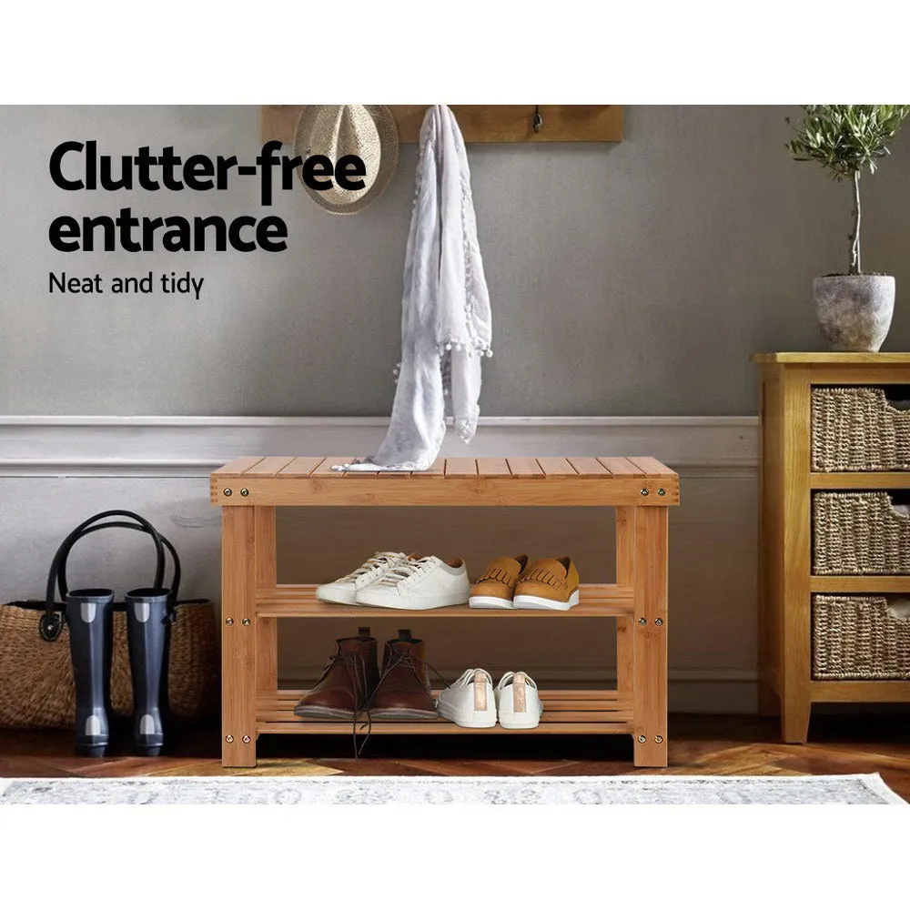 Bamboo Shoe Rack Wooden Seat Bench Organiser