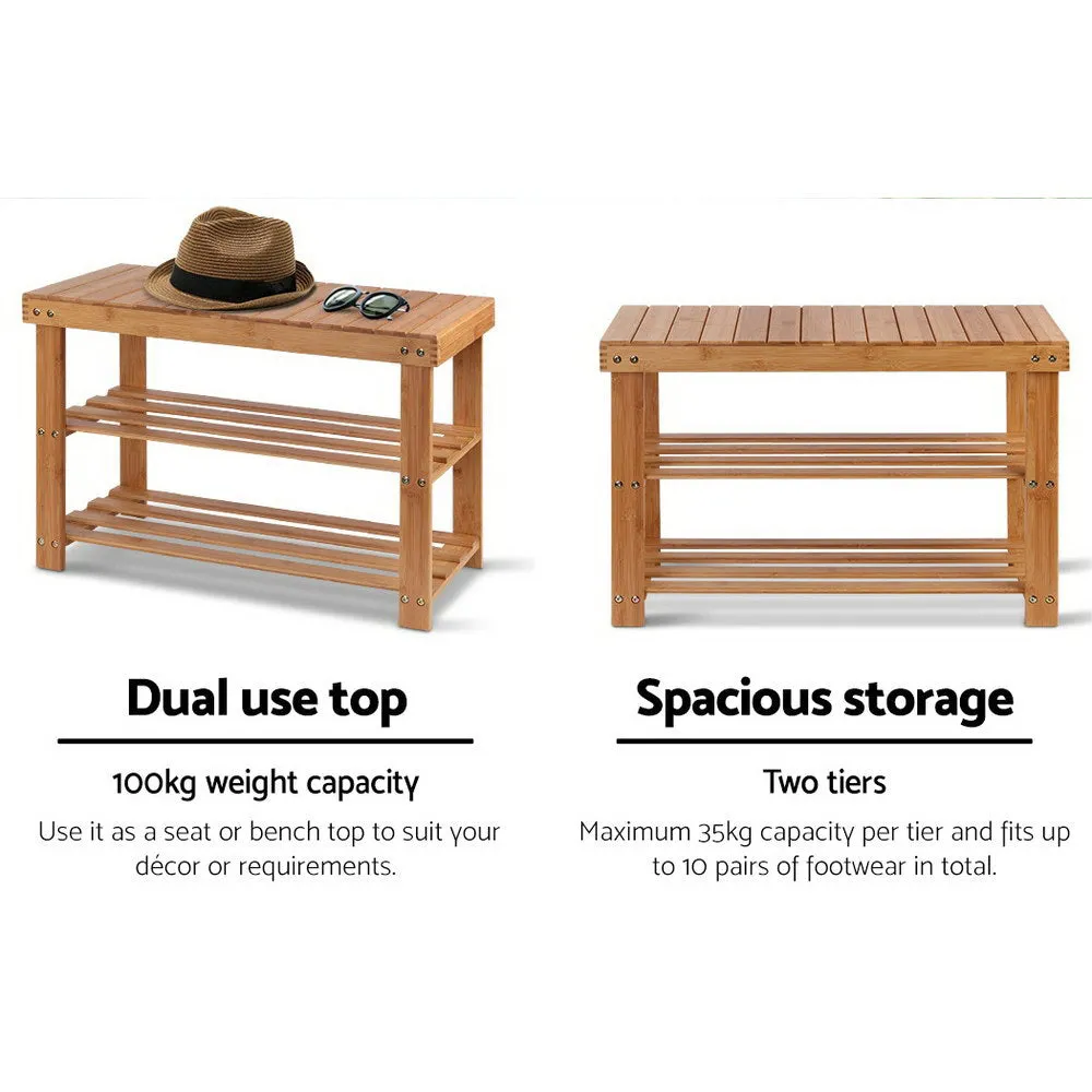 Bamboo Shoe Rack Wooden Seat Bench Organiser