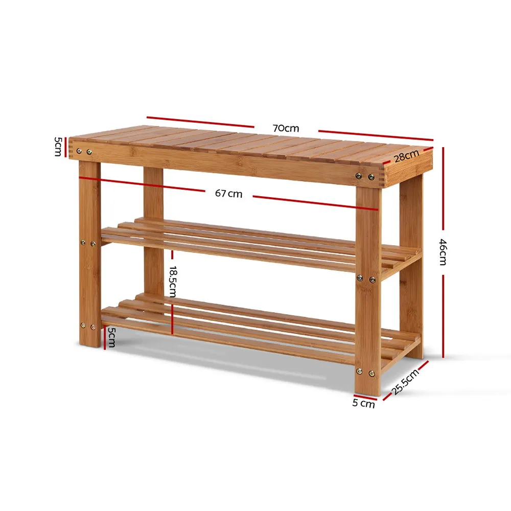 Bamboo Shoe Rack Wooden Seat Bench Organiser