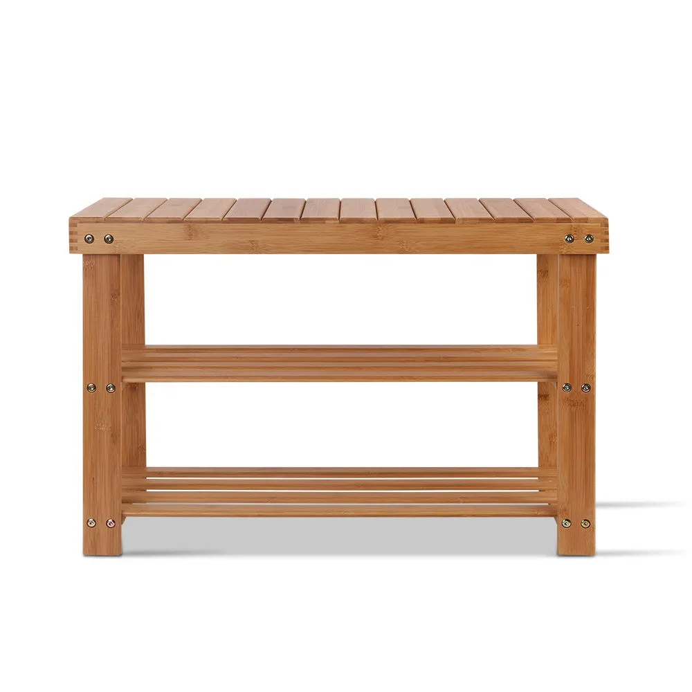 Bamboo Shoe Rack Wooden Seat Bench Organiser