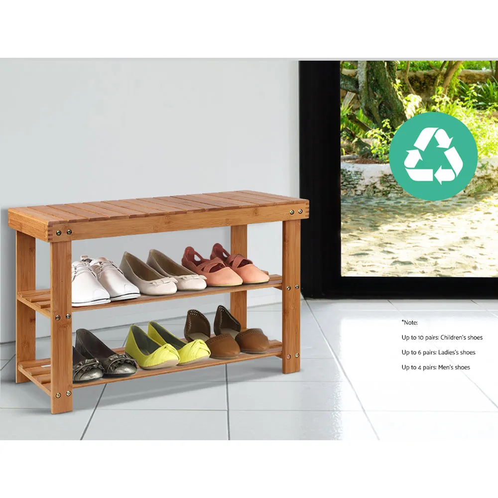 Bamboo Shoe Rack Wooden Seat Bench Organiser