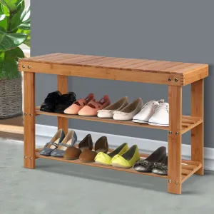 Bamboo Shoe Rack Wooden Seat Bench Organiser