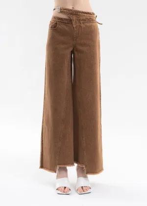 Brown Washed Wild Leg Pants