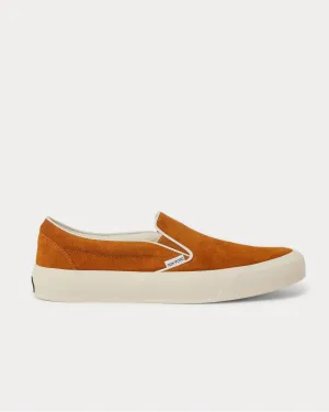 Cambridge Leather-Trimmed Suede Slip-On  Orange slip on sneakers