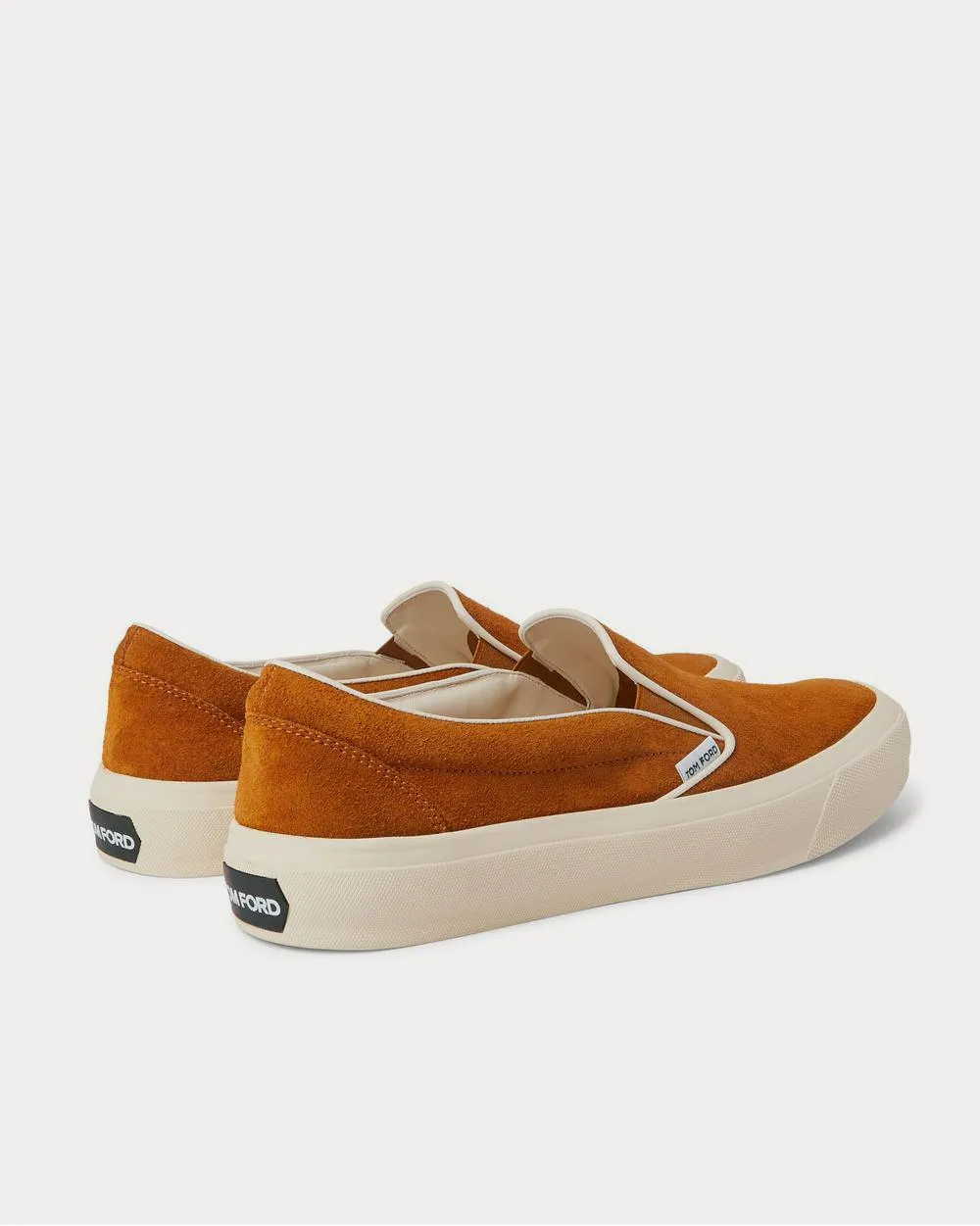 Cambridge Leather-Trimmed Suede Slip-On  Orange slip on sneakers