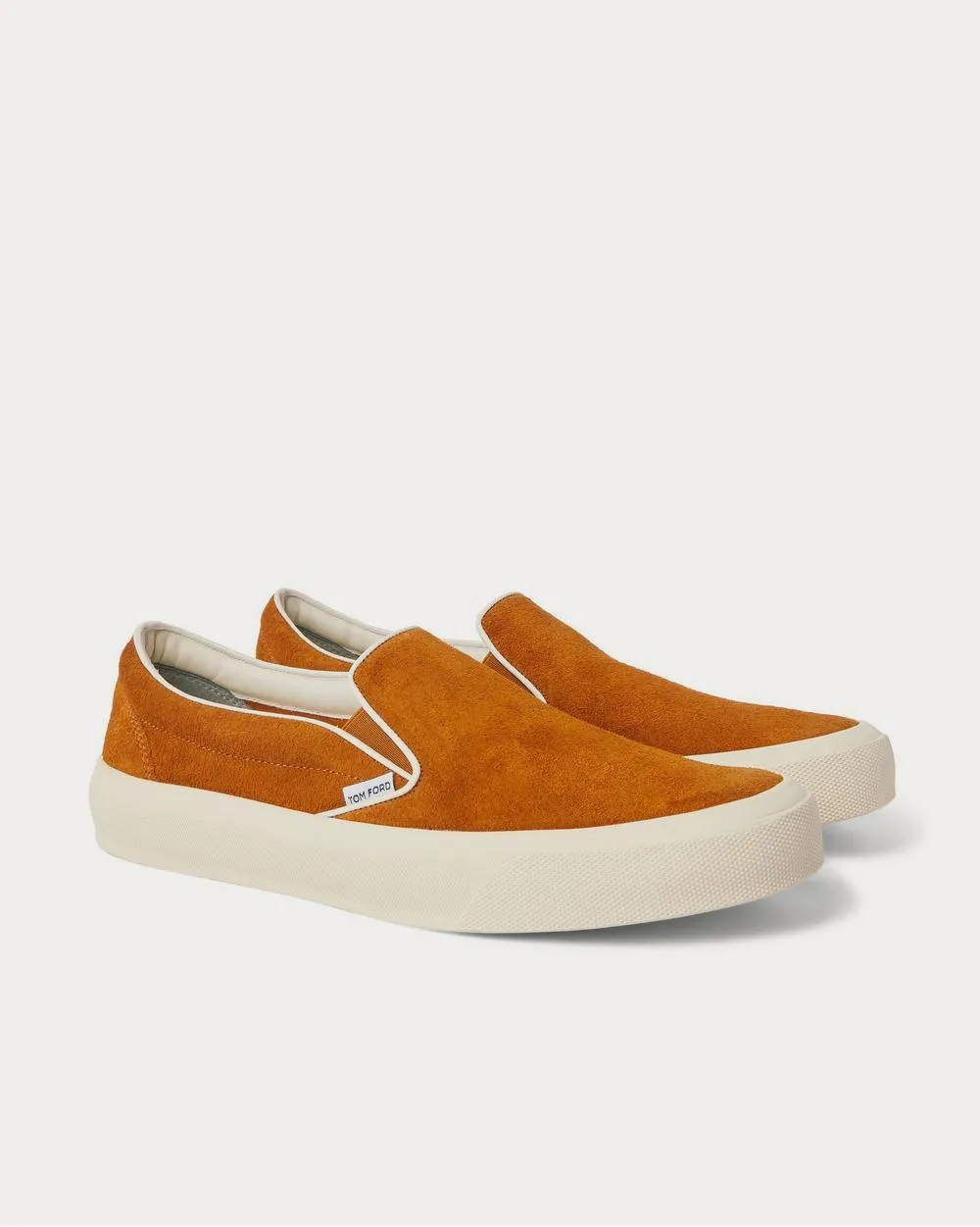 Cambridge Leather-Trimmed Suede Slip-On  Orange slip on sneakers