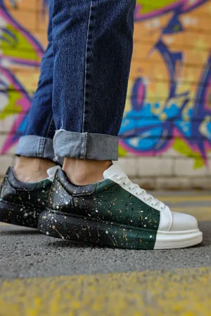 CH254 Men's Unisex White-Green-Black Casual Sneaker Sports Shoesv