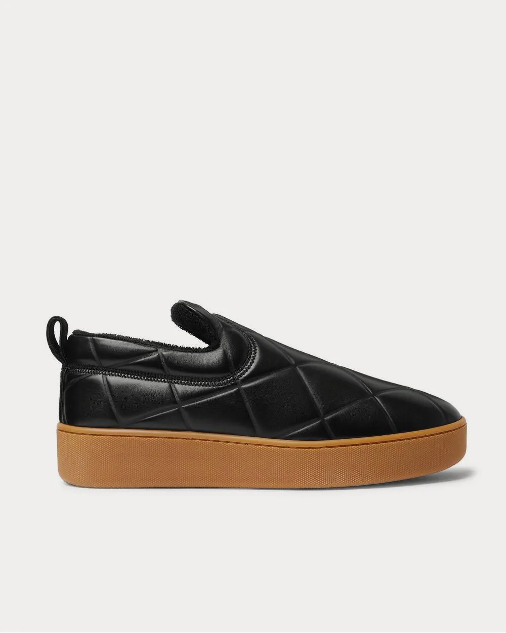 Debossed Leather Black slip on sneakers