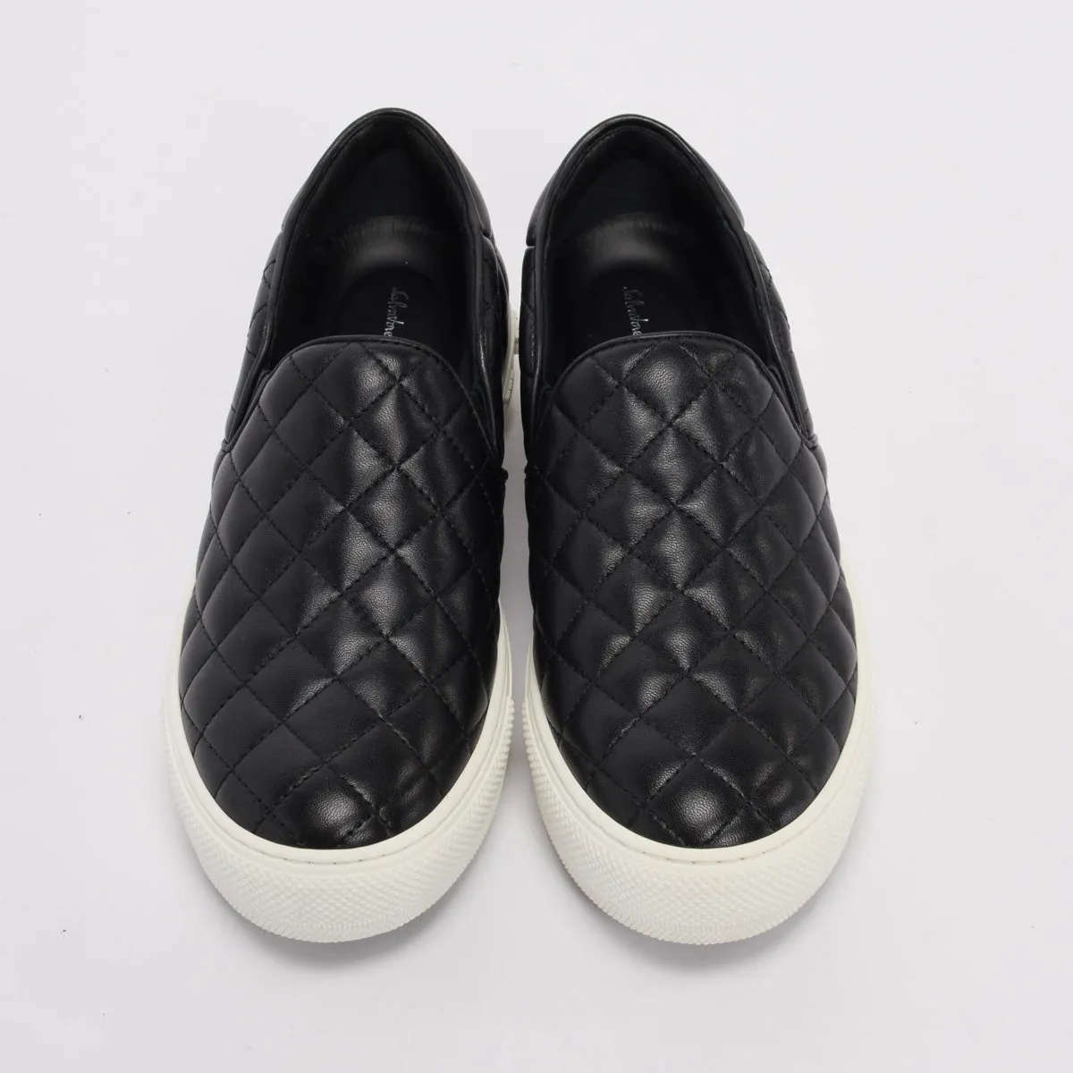 Ferragamo Black Quilted Lambskin Lisa 1 Slip-On Sneakers 6.5