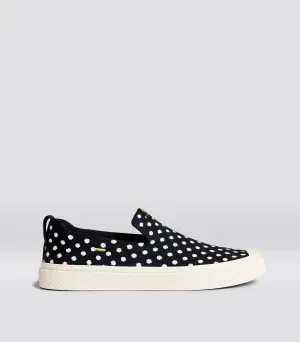 IBI SLIP-ON Black Knit White Polka Dots Sneaker Men