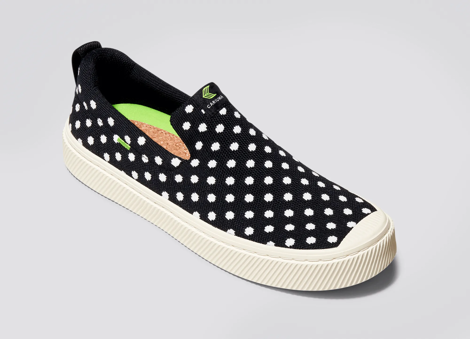 IBI SLIP-ON Black Knit White Polka Dots Sneaker Men