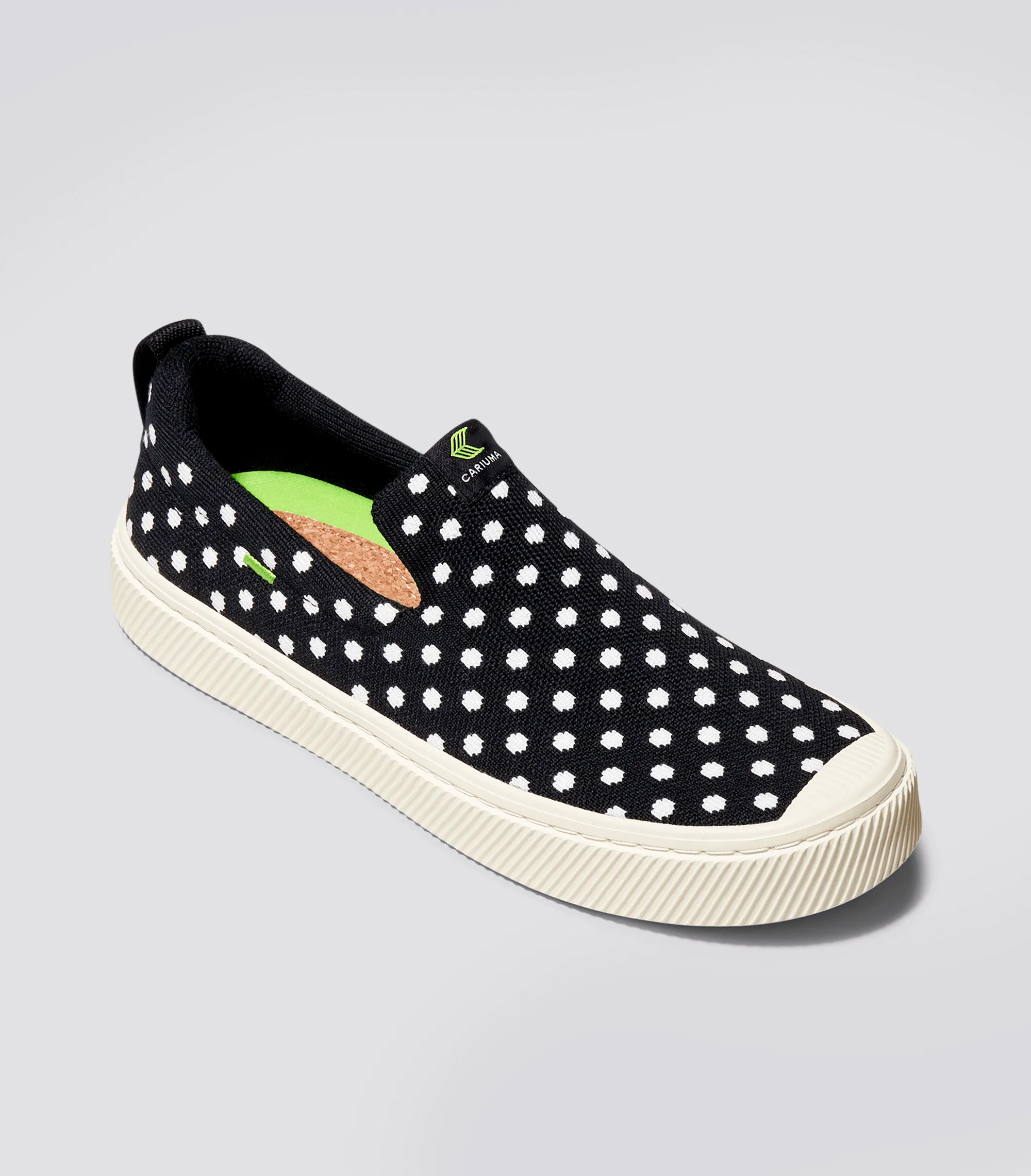 IBI SLIP-ON Black Knit White Polka Dots Sneaker Men