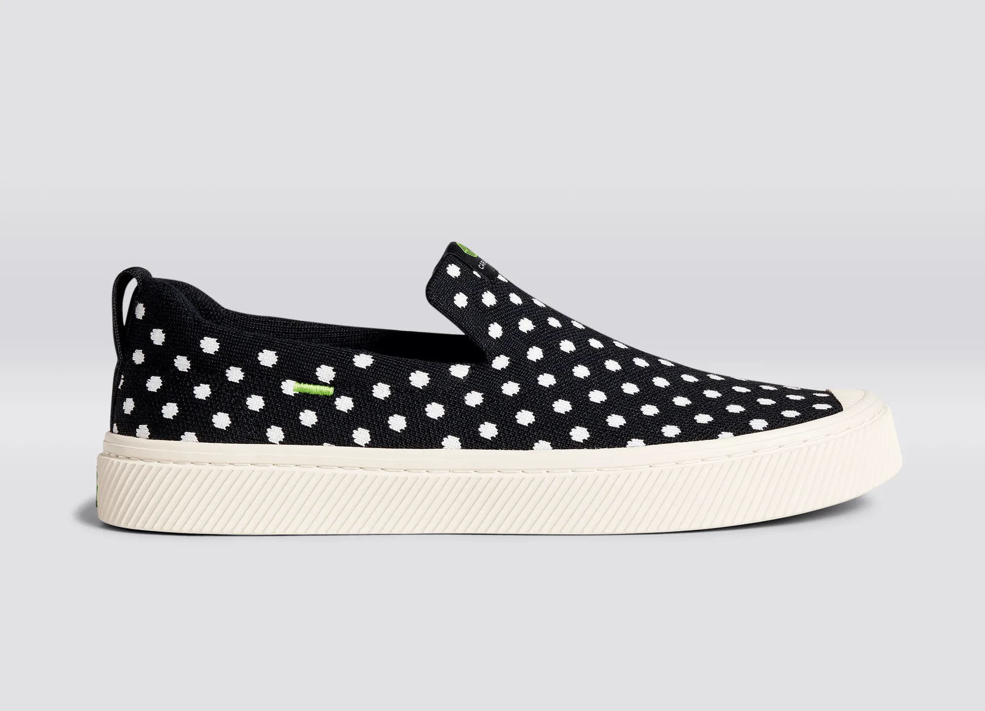 IBI SLIP-ON Black Knit White Polka Dots Sneaker Women