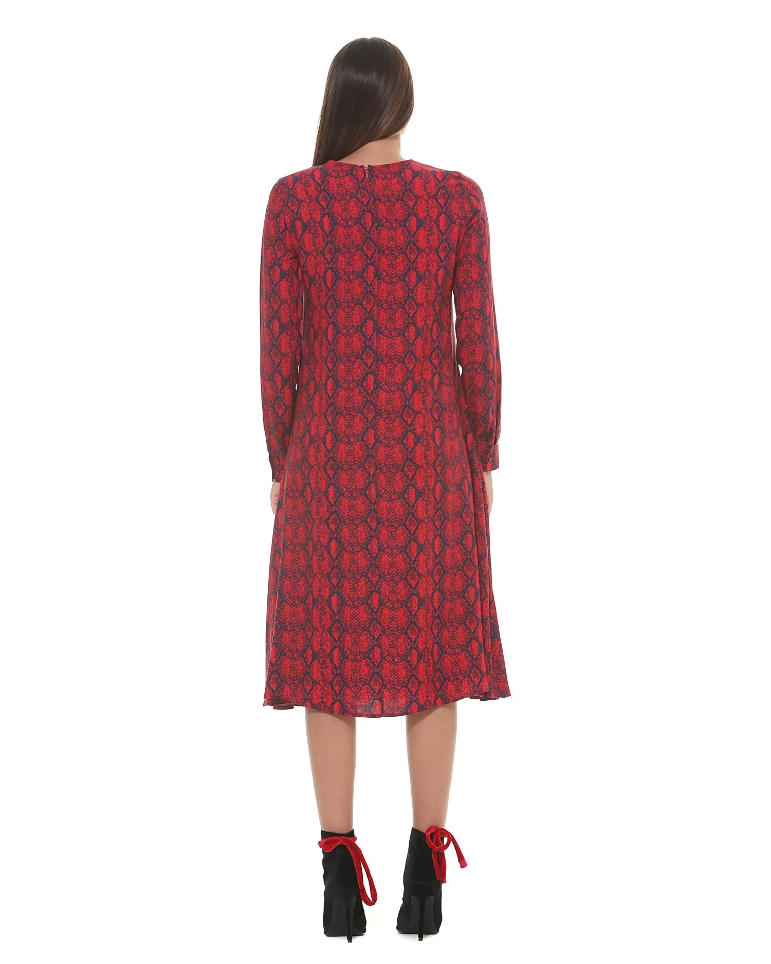 Midi dress with mixed pattern