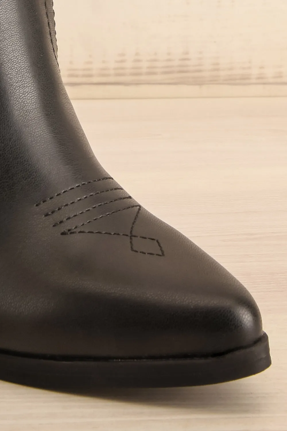 Orville | Black Faux Leather Cowboy Boots
