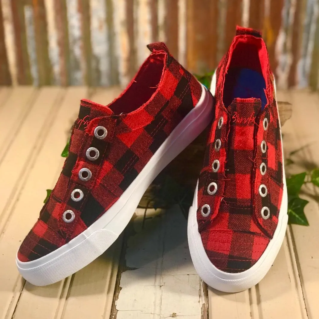 Play Red Buffalo Check Canvas Slip On Sneaker