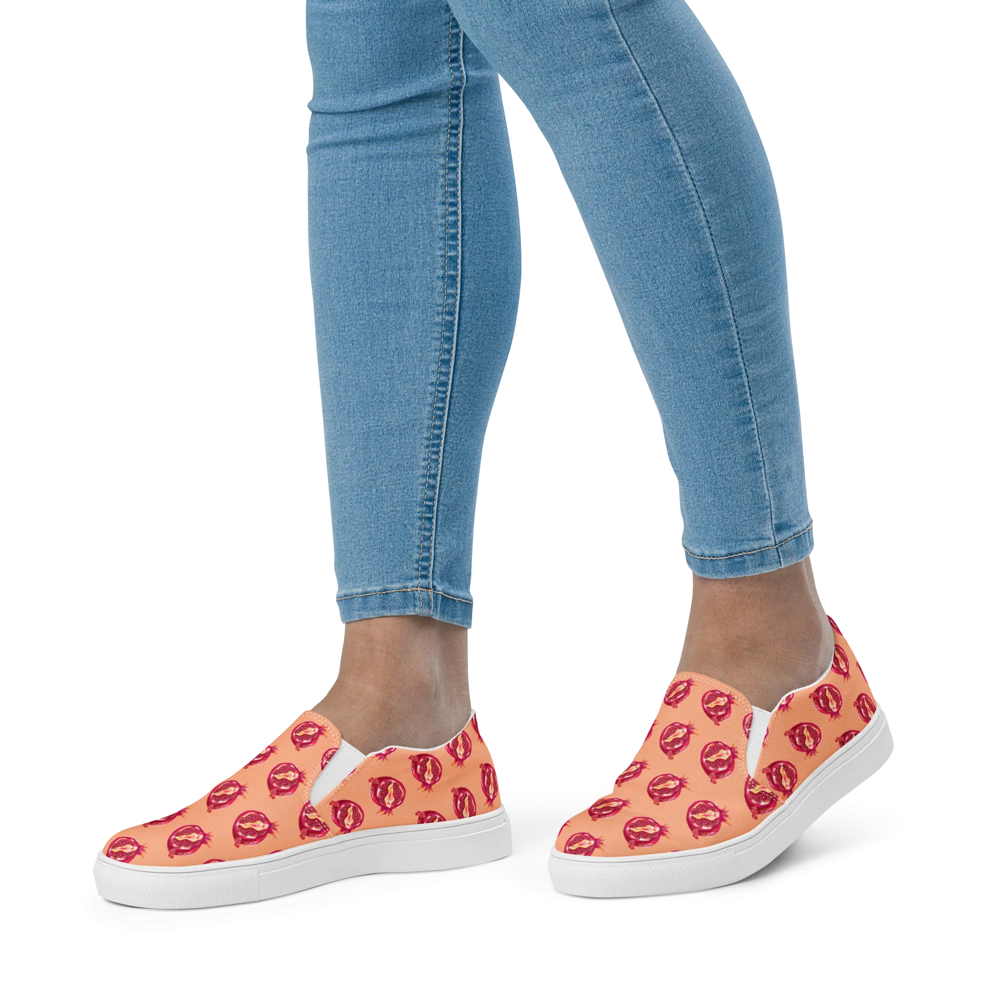 Pomegranate Vulva- Women’s slip-on canvas sneakers