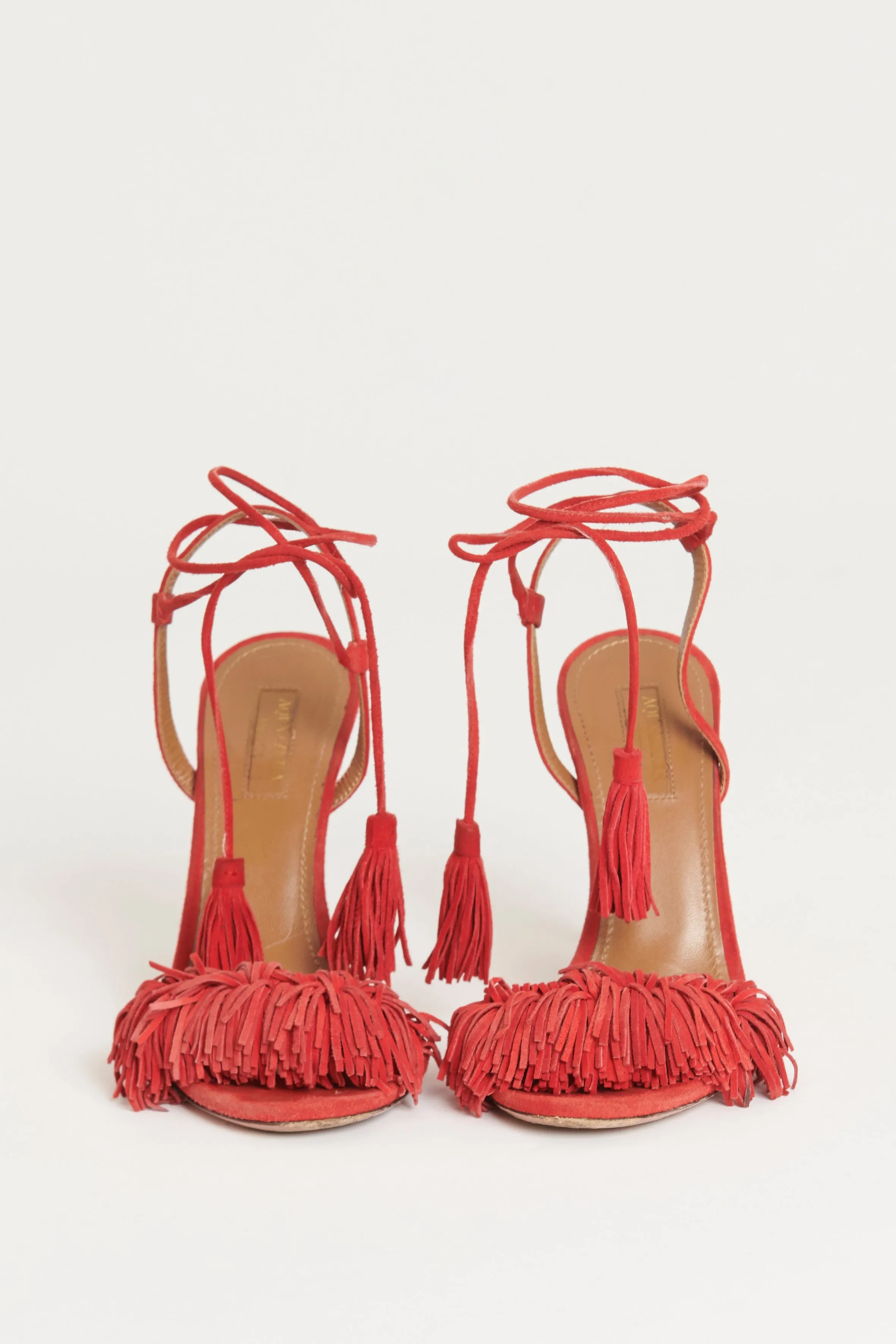 Red Suede Preowned 'Wild Thing' Heeled Sandals