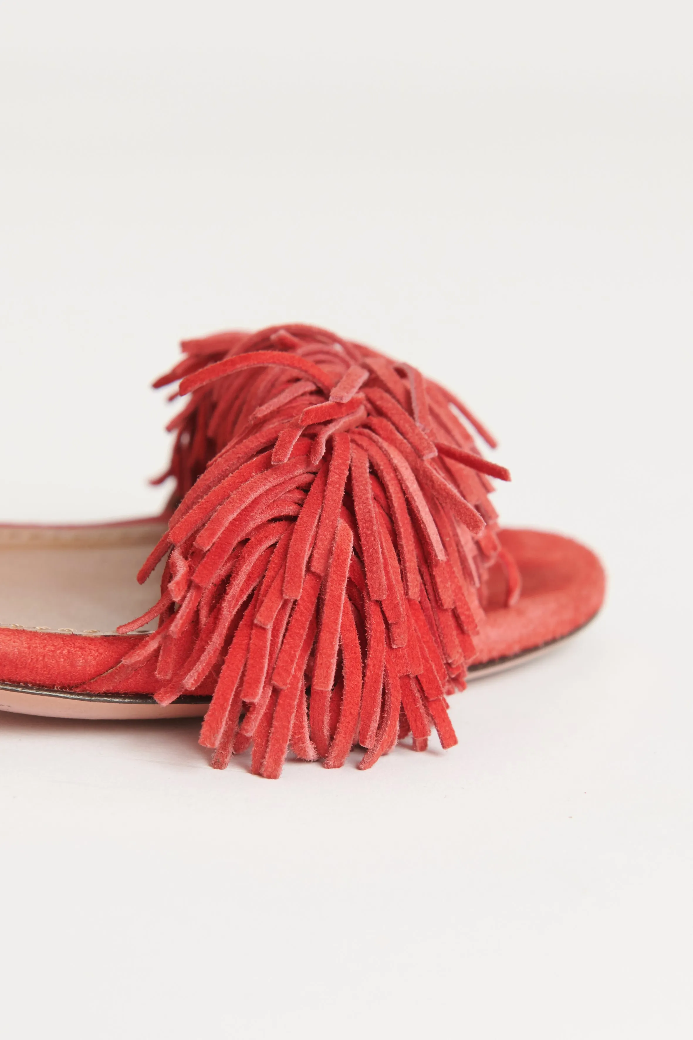 Red Suede Preowned 'Wild Thing' Heeled Sandals