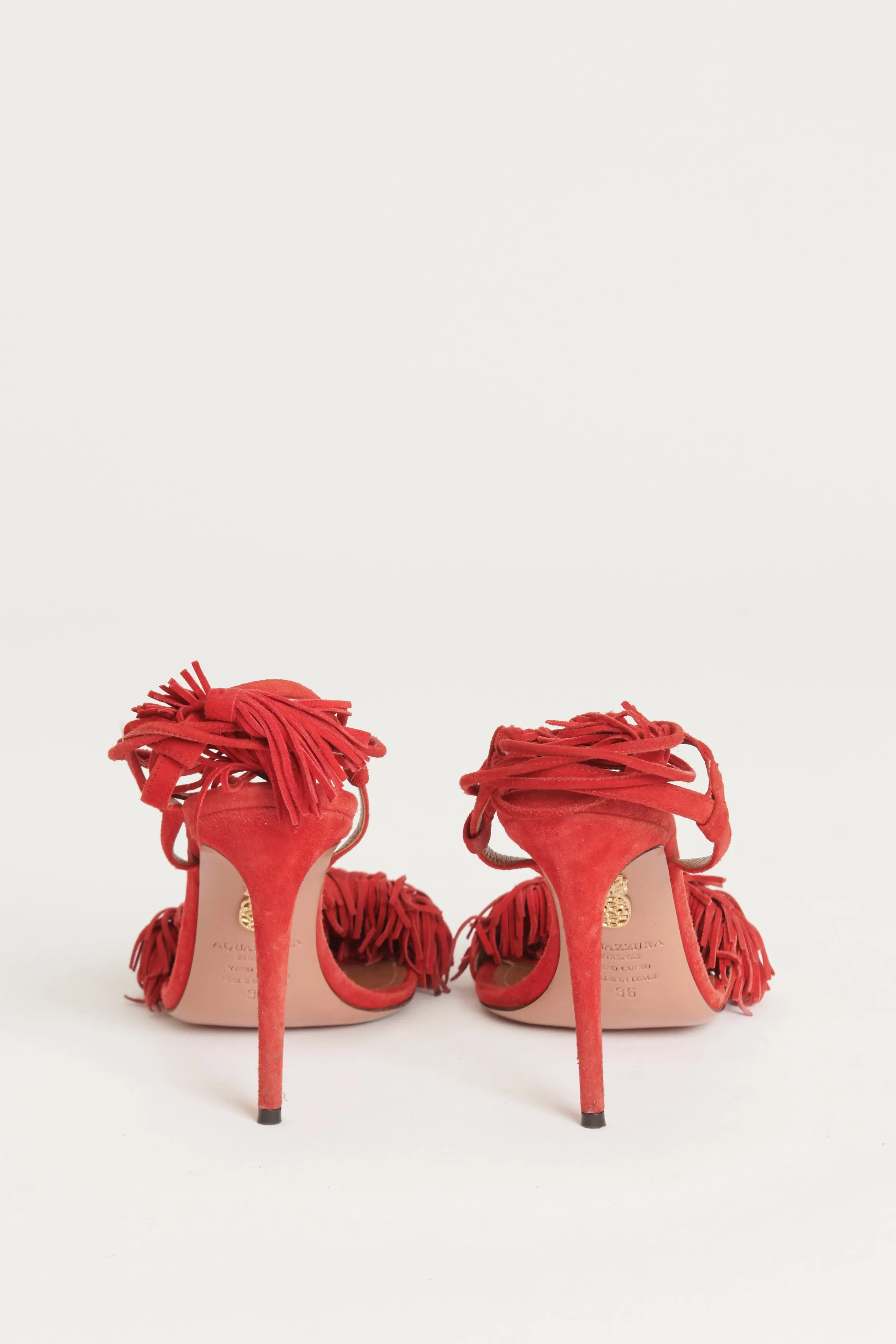 Red Suede Preowned 'Wild Thing' Heeled Sandals