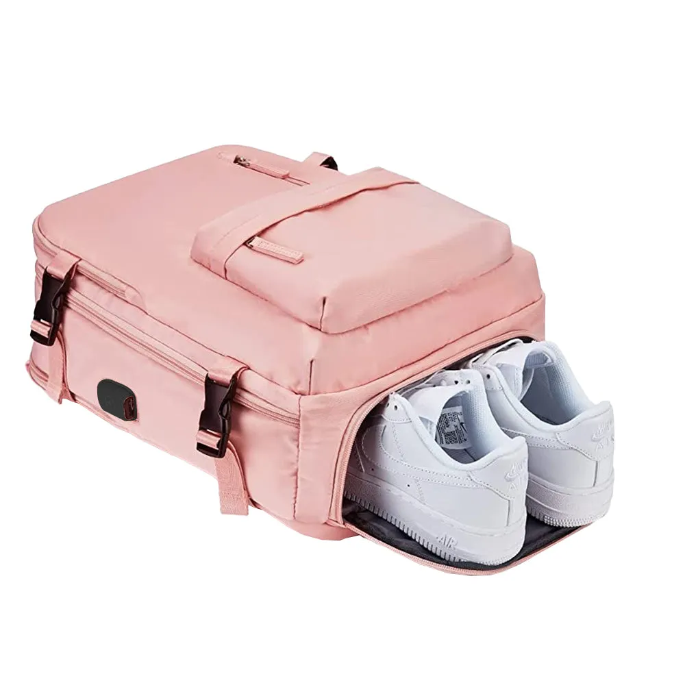 Sport Backpack Travel Rucksack Duffel Shoulder Hiking Camping Bag with Shoe Compartment Pink