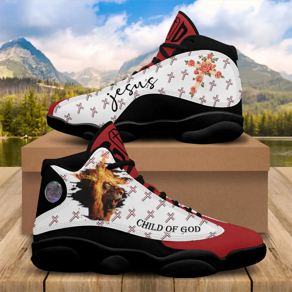 Teesdily | Child Of God Basketball Shoes For Men Women, Jesus Cross Lion Faith Running Shoes, Christian Footwear Religious Gifts