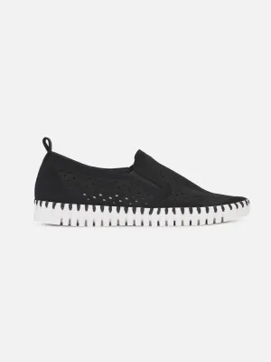Tulip 140 Perforated Slip-On Sneaker in Black