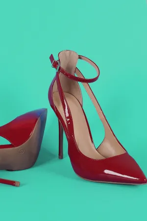 Wild Diva Lounge Cutout Patent Ankle Strap Pump