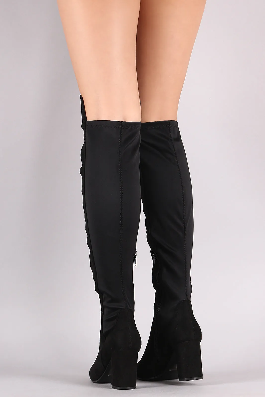 Wild Diva Lounge High Low Chunky Crescent Heeled Boots