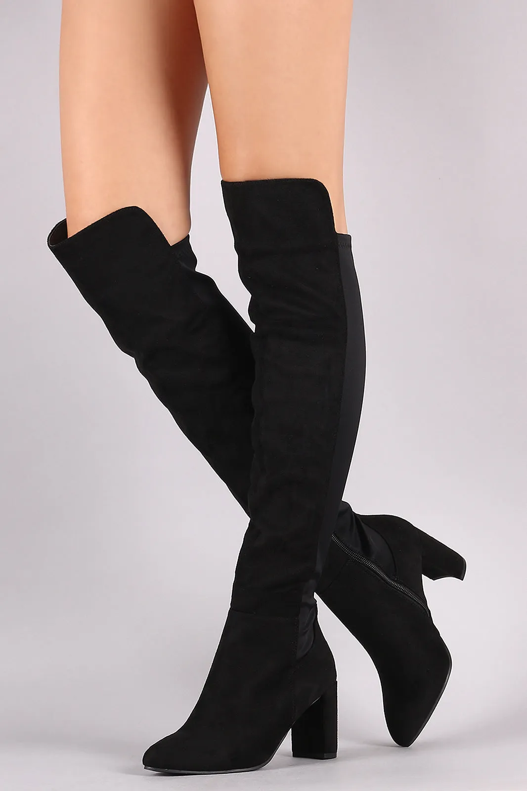 Wild Diva Lounge High Low Chunky Crescent Heeled Boots