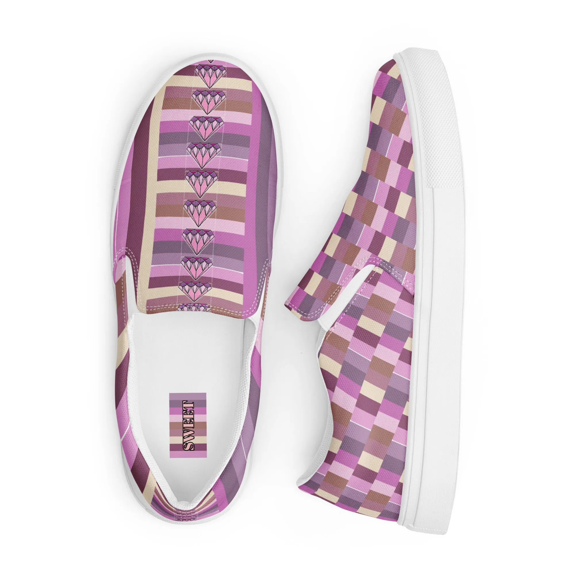 Women’s colorul slip-on canvas shoes - Pink Meadow Grasshopper
