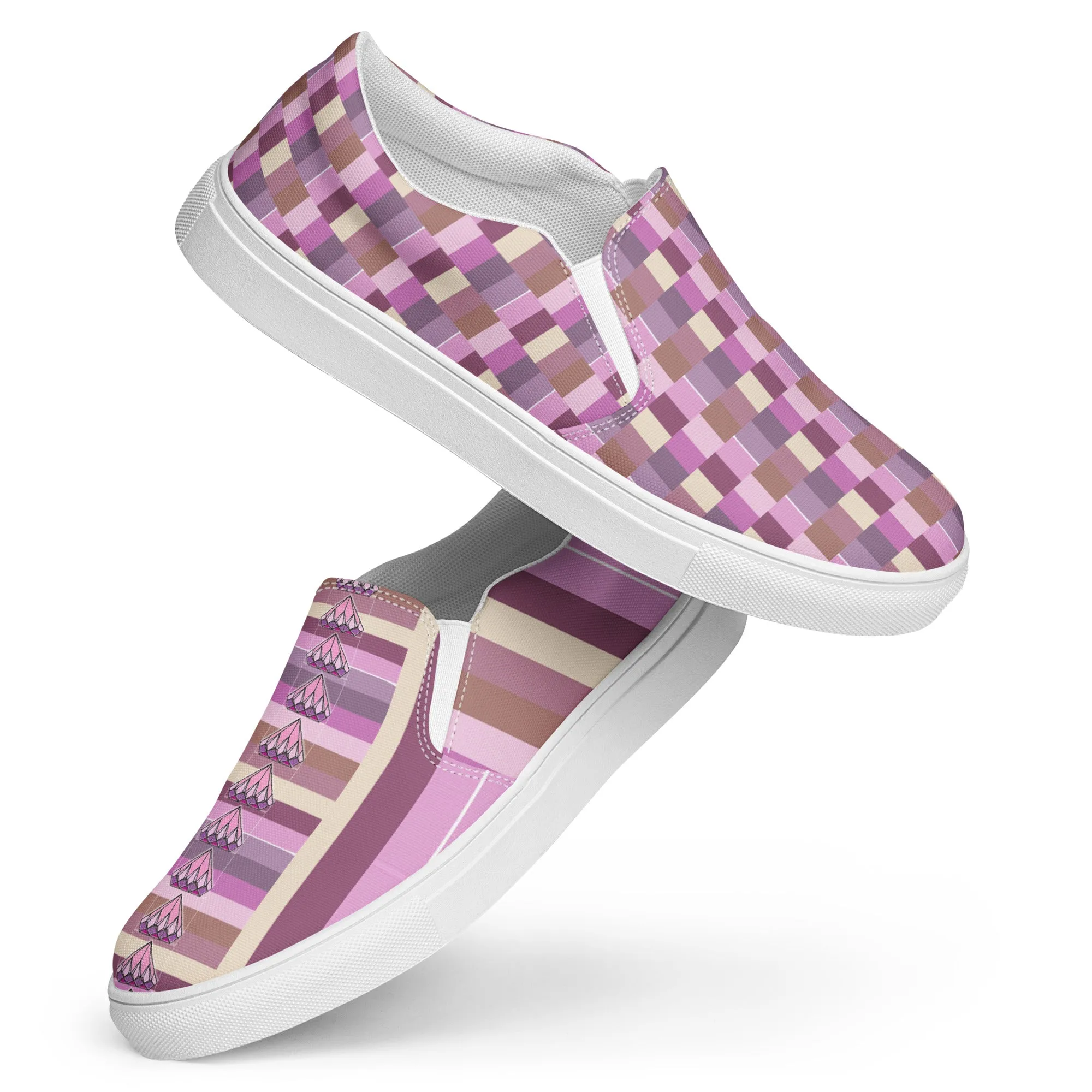 Women’s colorul slip-on canvas shoes - Pink Meadow Grasshopper